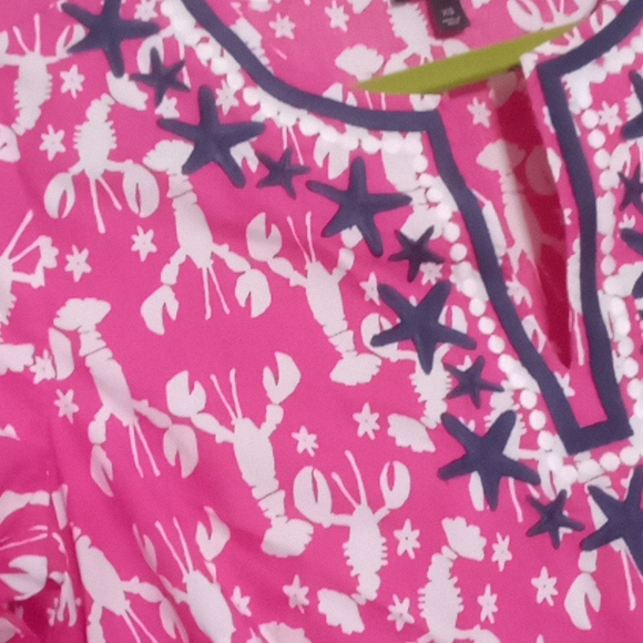 lobster print Talbots cotton tunic - Picture 2 of 6